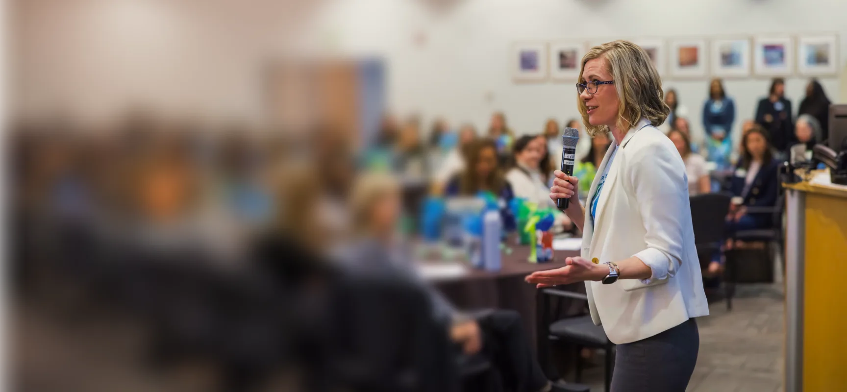 Amber Simonsen speaking to an audience