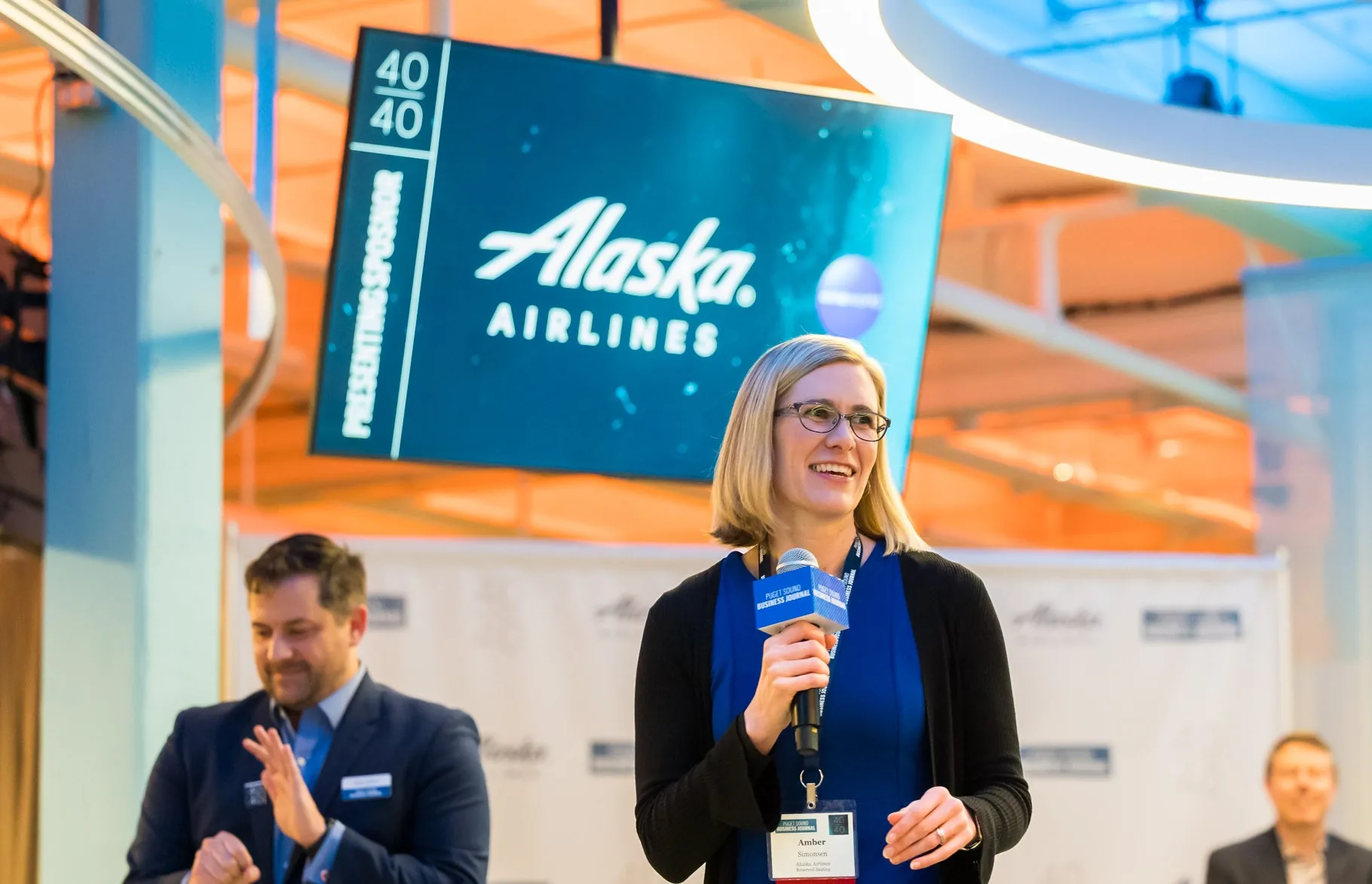 Amber Simonsen at an Alaska Airlines event at PDX airport